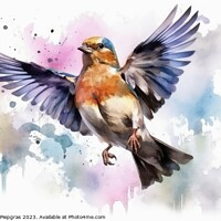 Buy canvas prints of Watercolor chaffinch on a white background created with generati by Michael Piepgras