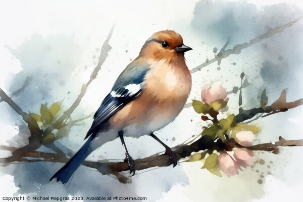 Watercolor chaffinch on a white background created with generati Picture Board by Michael Piepgras