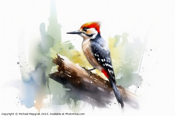 Watercolor spotted woodpecker on a white background created with Picture Board by Michael Piepgras