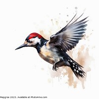 Buy canvas prints of Watercolor spotted woodpecker on a white background created with by Michael Piepgras