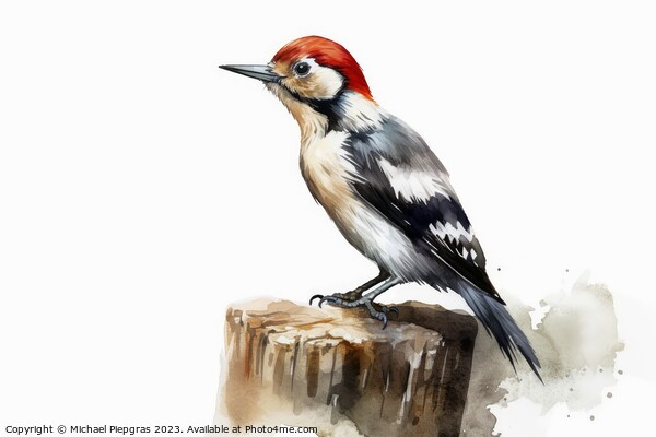 Watercolor spotted woodpecker on a white background created with Picture Board by Michael Piepgras