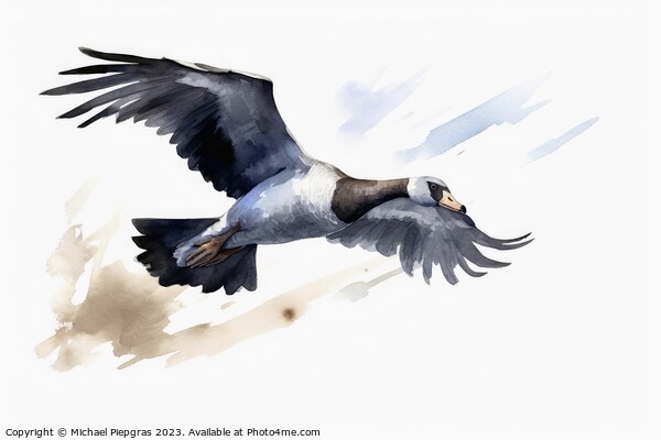 Watercolor painted grey goose on a white background. Picture Board by Michael Piepgras