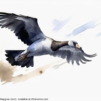 Buy canvas prints of Watercolor painted grey goose on a white background. by Michael Piepgras