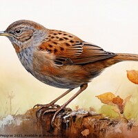 Buy canvas prints of Watercolor painted dunnock on a white background. by Michael Piepgras