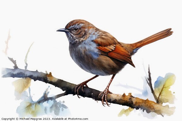 Watercolor painted dunnock on a white background. Picture Board by Michael Piepgras