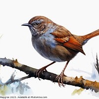 Buy canvas prints of Watercolor painted dunnock on a white background. by Michael Piepgras