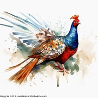 Buy canvas prints of Watercolor painted hunting pheasant on a white background. by Michael Piepgras