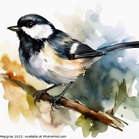 Buy canvas prints of Watercolor painted coal tit bird on a white background. by Michael Piepgras