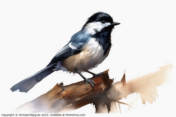Watercolor painted coal tit bird on a white background. Picture Board by Michael Piepgras