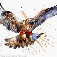 Buy canvas prints of Watercolor painted merlin hawk on a white background. by Michael Piepgras
