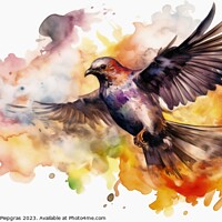Buy canvas prints of Watercolor painted swallow bird on a white background. by Michael Piepgras