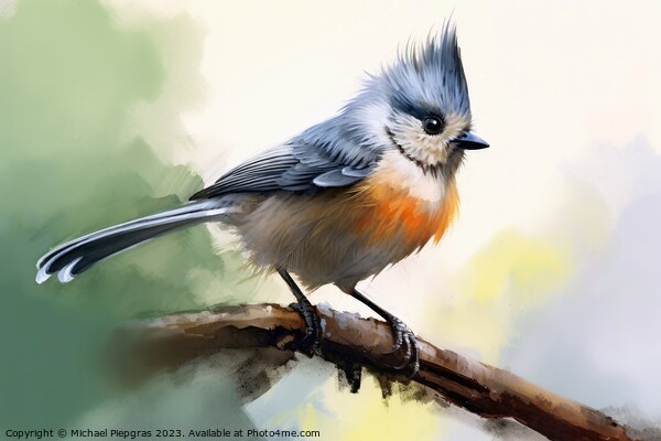 Watercolor painted titmouse bird on a white background. Picture Board by Michael Piepgras