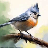 Buy canvas prints of Watercolor painted titmouse bird on a white background. by Michael Piepgras