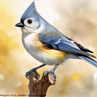 Buy canvas prints of Watercolor painted titmouse bird on a white background. by Michael Piepgras