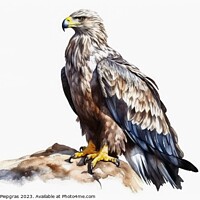 Buy canvas prints of Watercolor painted sea eagle on a white background. by Michael Piepgras