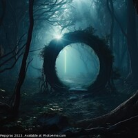 Buy canvas prints of A mysterious portal into a fantasy world in a glowing forest at  by Michael Piepgras