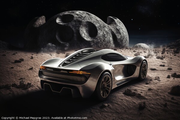 A sportscar driving on the moon created with generative AI techn Picture Board by Michael Piepgras