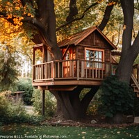 Buy canvas prints of A wooden tree house for kids created with generative AI technolo by Michael Piepgras