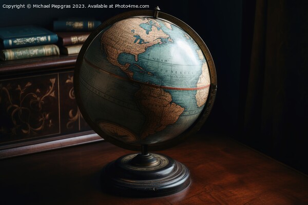 An old globe showing planet earth created with generative AI tec Picture Board by Michael Piepgras