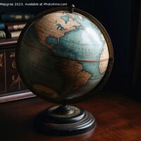 Buy canvas prints of An old globe showing planet earth created with generative AI tec by Michael Piepgras