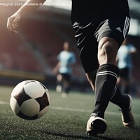 Buy canvas prints of Close up of a soccer player kicking the ball created with genera by Michael Piepgras