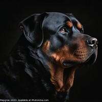 Buy canvas prints of Portrait of a cute Rottweiler dog created with generative AI tec by Michael Piepgras