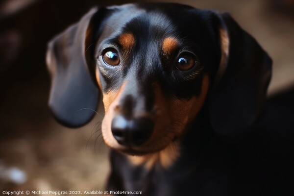 Portrait of a cute sausage dog with brown eyes created with gene Picture Board by Michael Piepgras