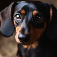 Buy canvas prints of Portrait of a cute sausage dog with brown eyes created with gene by Michael Piepgras