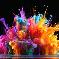 Buy canvas prints of Raindow colored liquid explosion created with generative AI tech by Michael Piepgras