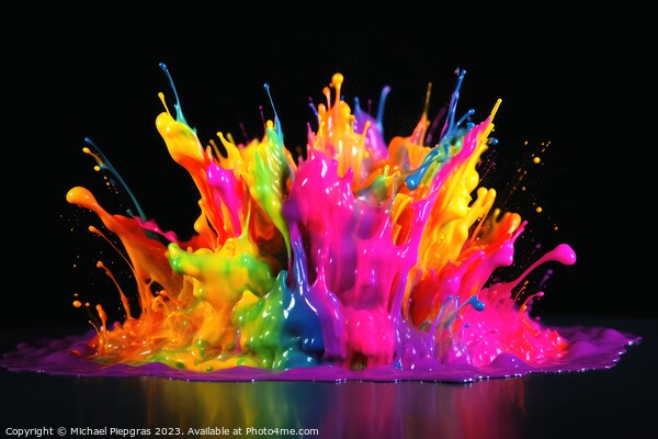 Raindow colored liquid explosion created with generative AI tech Picture Board by Michael Piepgras