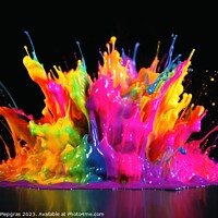 Buy canvas prints of Raindow colored liquid explosion created with generative AI tech by Michael Piepgras