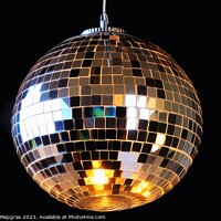 Buy canvas prints of An 80s disco ball made of little mirrors created with generative by Michael Piepgras