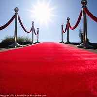 Buy canvas prints of Red carpet low angle view created with generative AI technology. by Michael Piepgras