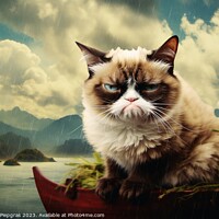 Buy canvas prints of A Surreal grumpy cat created with generative AI technology. by Michael Piepgras