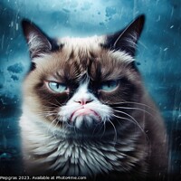 Buy canvas prints of A Surreal grumpy cat created with generative AI technology. by Michael Piepgras
