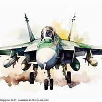 Buy canvas prints of Watercolor military jet on white background created with generat by Michael Piepgras