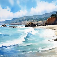 Buy canvas prints of Watercolor of a beautiful beach created with generative AI techn by Michael Piepgras