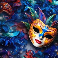Buy canvas prints of A background with a carnival mask created with generative AI tec by Michael Piepgras