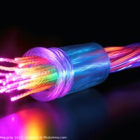 Buy canvas prints of A big fiber optic cable emitting light created with generative A by Michael Piepgras