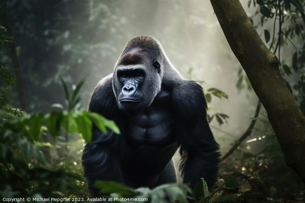 A big gorilla in the jungle created with generative AI technolog Picture Board by Michael Piepgras