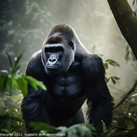 Buy canvas prints of A big gorilla in the jungle created with generative AI technolog by Michael Piepgras