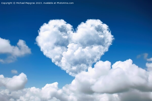 A cloud in heart shape created with generative AI technology. Picture Board by Michael Piepgras