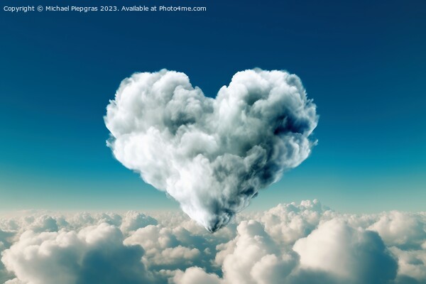 A cloud in heart shape created with generative AI technology. Picture Board by Michael Piepgras