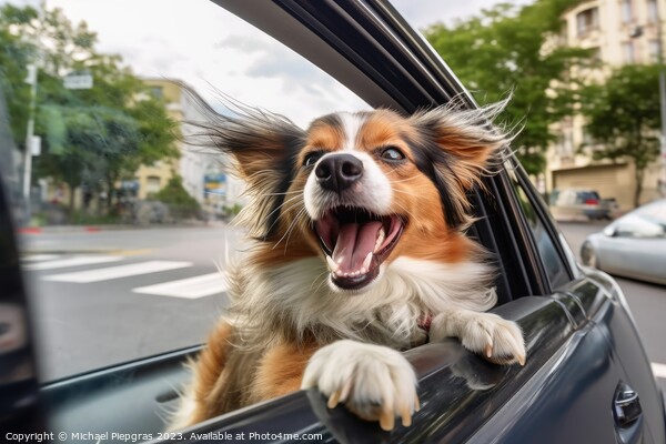 A funny dog out of a car window created with generative AI techn Picture Board by Michael Piepgras