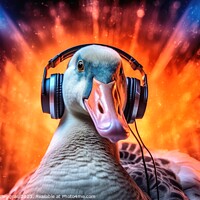 Buy canvas prints of A goose as a Discjockey created with generative AI technology. by Michael Piepgras