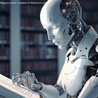 Buy canvas prints of An AI Robot reading a book created with generative AI technology by Michael Piepgras