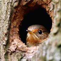 Buy canvas prints of Bird peek a boo out of a tree by Michael Piepgras