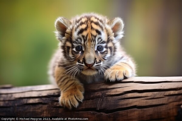 Cute little tiger baby created with generative AI technology. Picture Board by Michael Piepgras