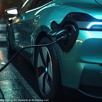 Buy canvas prints of Electric car charging concept created with generative AI technol by Michael Piepgras