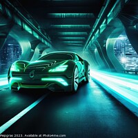 Buy canvas prints of Electric car city green energy concept created with generative A by Michael Piepgras